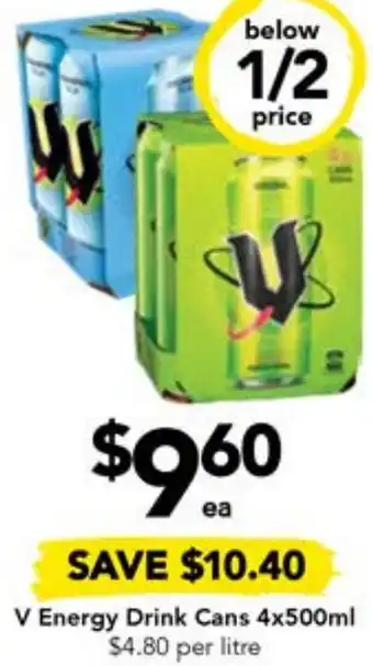 Drakes V Energy Drink Cans 4x500ml offer