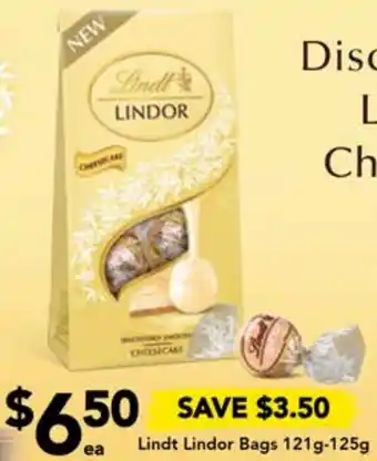 Drakes Lindt Lindor Bags 121g-125g offer