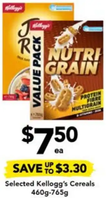 Drakes Selected Kellogg's Cereals 460g-765g offer