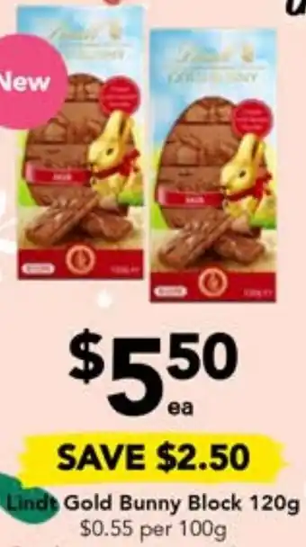 Drakes Lindt Gold Bunny Block 120g offer