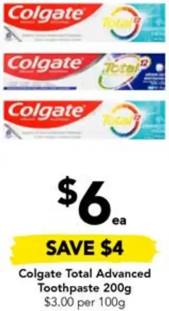 Drakes Colgate Total Advanced Toothpaste 200g offer