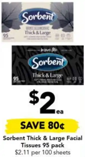 Drakes Sorbent Thick & Large Facial Tissues 95 pack offer