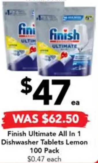 Drakes Finish Ultimate All In 1 Dishwasher Tablets Lemon 100 Pack offer