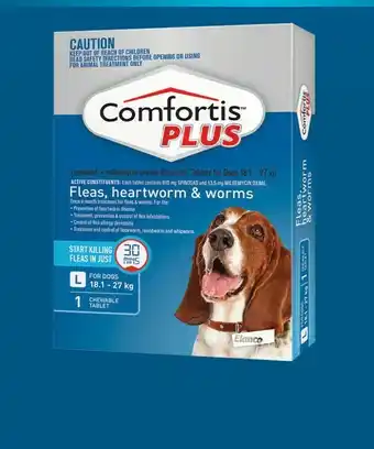 Coles Elanco Comfortis Plus Large Dog Treatment Fleas, Heartworm & Worms 1 Pack offer