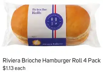 Foodland Riviera Brioche Hamburger Roll 4 Pack offer