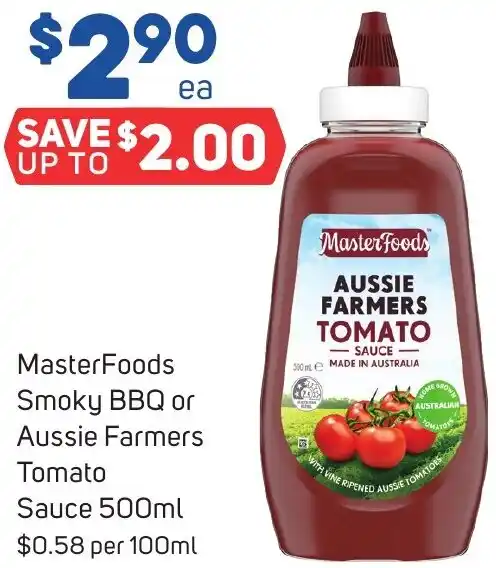 MasterFoods Smoky BBQ or Aussie Farmers Tomato Sauce 500ml offer at ...