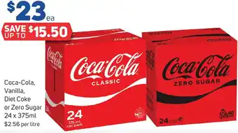 Foodland Coca-Cola, Vanilla, Diet Coke or Zero Sugar 24 x 375ml offer