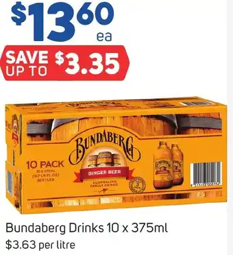 Foodland Bundaberg Drinks 10 x 375ml offer