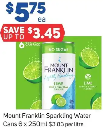 Foodland Mount Franklin Sparkling Water Cans 6 x 250ml offer