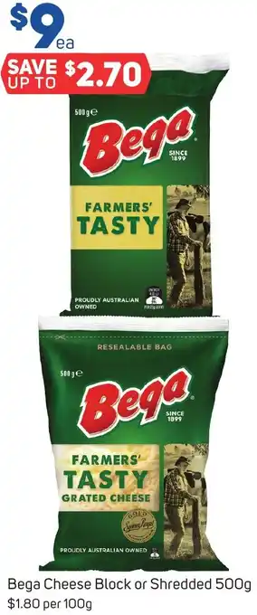Foodland Bega Cheese Block or Shredded 500g offer