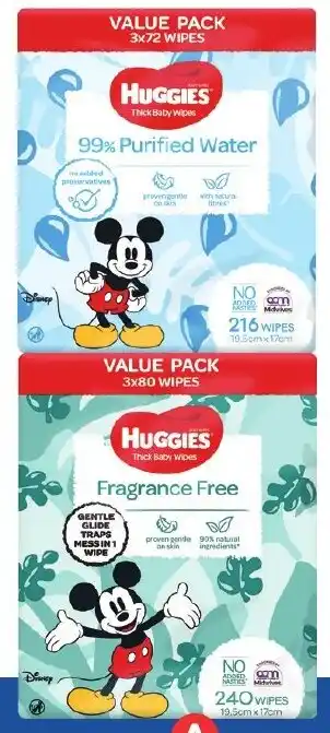 Foodland Huggies Baby Wipes 3x72s or 3x80s offer