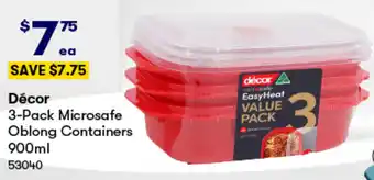 BIG W Décor 3-Pack Microsafe Oblong Containers 900ml offer