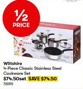 BIG W Wiltshire 4-Piece Classic Stainless Steel Cookware Set offer