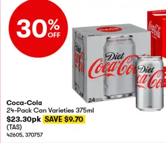 BIG W Coca-Cola 24-Pack Can Varieties 375ml offer