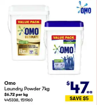 BIG W Omo Laundry Powder 7kg offer