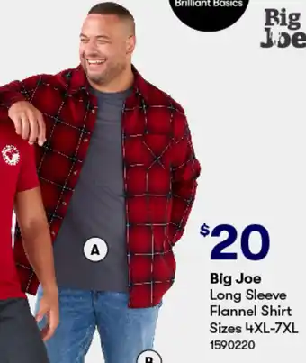 BIG W Big Joe Long Sleeve Flannel Shirt Sizes 4XL-7XL offer