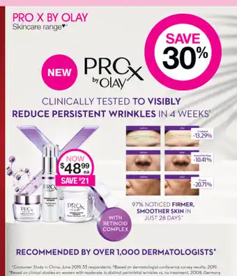 Priceline Pro X by Olay Skincare Range each offer
