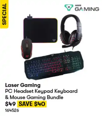 BIG W Laser Gaming PC Headset Keypad Keyboard & Mouse Gaming Bundle offer