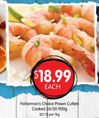 Spudshed Fisherman's Choice Prawn Cutlets Cooked 26/30 900g offer