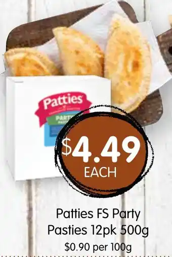 Spudshed Patties FS Party Pasties 12pk 500g offer