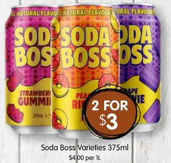 Soda Boss Varieties 375ml