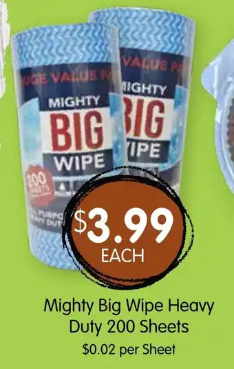 Spudshed Mighty Big Wipe Heavy Duty 200 Sheets offer