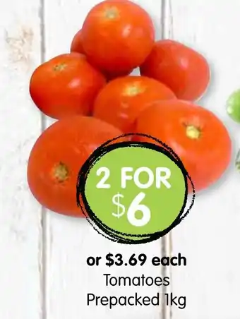 Spudshed Tomatoes Prepacked 1kg offer