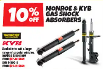 Autobarn MONROE & KYB GAS SHOCK OFF ABSORBERS offer