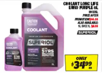 Autobarn COOLANT LONG LIFE EURO PURPLE 6L offer