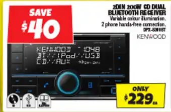 Autobarn 2DIN 200W CD DUAL BLUETOOTH RECEIVER offer