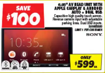 Autobarn 6.96" AVEAD UNIT WITH APPLE CARPLAY & ANDROID AUTO + DUAL USB offer