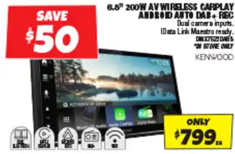 Autobarn 6.8" 200W AV WIRELESS CARPLAY ANDROID AUTO DAB+ REC offer