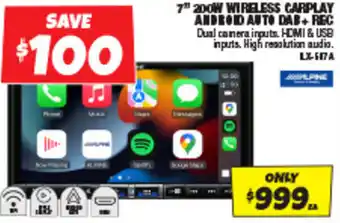 Autobarn 7" 200W WIRELESS CARPLAY ANDROID AUTO DAB+ REC offer