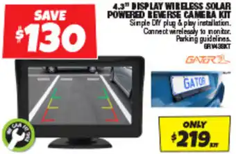 Autobarn 4.3" ISPLAY WIRELESS SOLAR POWERED BEVERSE CAMERA KIT offer