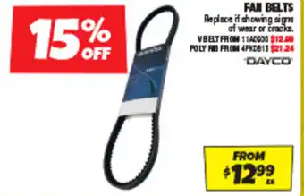 Autobarn FAN BELTS offer