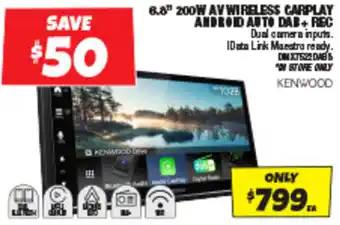 Autobarn 6.8" 200W AV WIRELESS CARPLAY ANDROID AUTO DAB+ REC offer