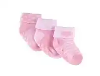 Baby Bunting 4BABY Terry Turn Top Socks with Non Slip Sole Pink 3 Pack 0-1 PNK offer