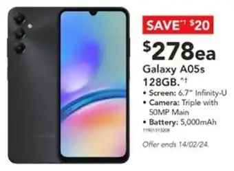 Harvey Norman Galaxy A05s 128GB offer