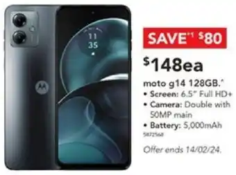 Harvey Norman moto g14 128GB offer