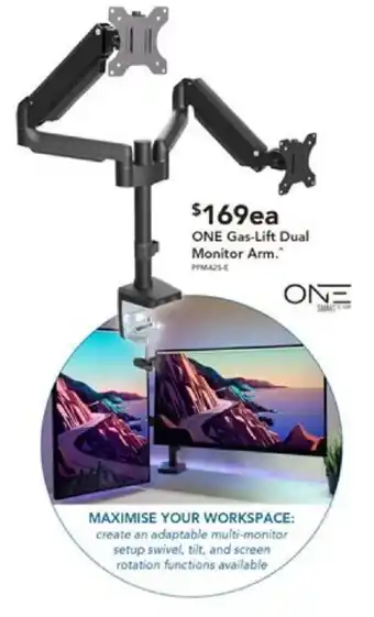 Harvey Norman ONE Gas-Lift Dual Monitor Arm offer
