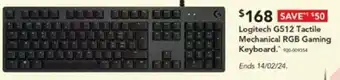 Harvey Norman Logitech G512 Tactile Mechanical RGB Gaming Keyboard offer