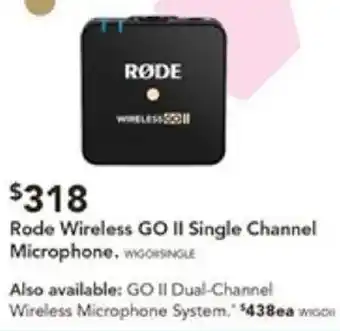 Harvey Norman Rode Wireless GO II Single Channel Microphone offer