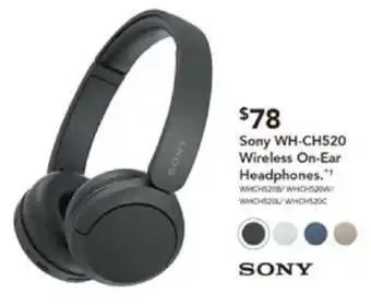 Harvey Norman Sony WH-CH520 Wireless On-Ear Headphones offer