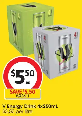 Coles V Energy Drink 4x250mL offer