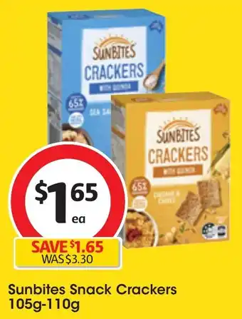 Sunbites Snack Crackers 105g-110g