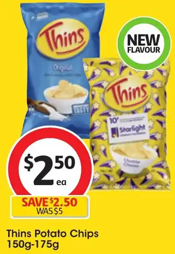 Coles Thins Potato Chips 150g-175g offer
