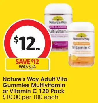 Coles Nature's Way Adult Vita Gummies Multivitamin or Vitamin C 120 Pack offer