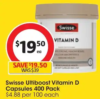 Coles Swisse Ultiboost Vitamin D Capsules 400 Pack offer