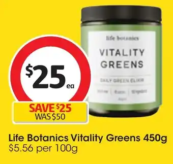 Coles Life Botanics Vitality Greens 450g offer