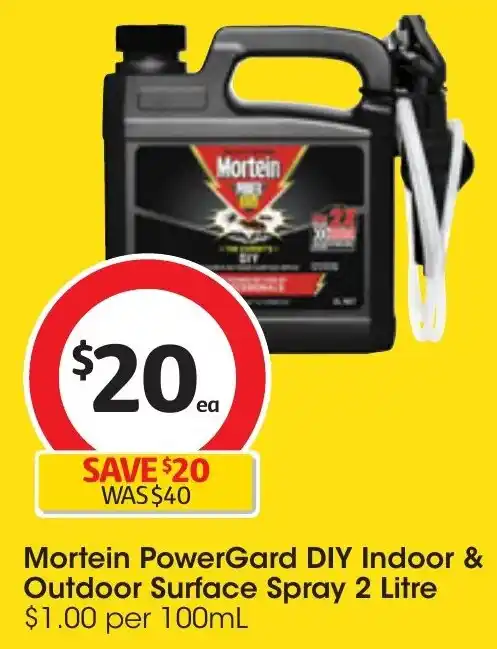 Mortein PowerGard DIY Indoor & Outdoor Surface Spray 2 Litre offer at Coles